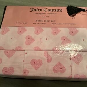 New Juicy Couture Bed Sheet Set - QUEEN/ hearts